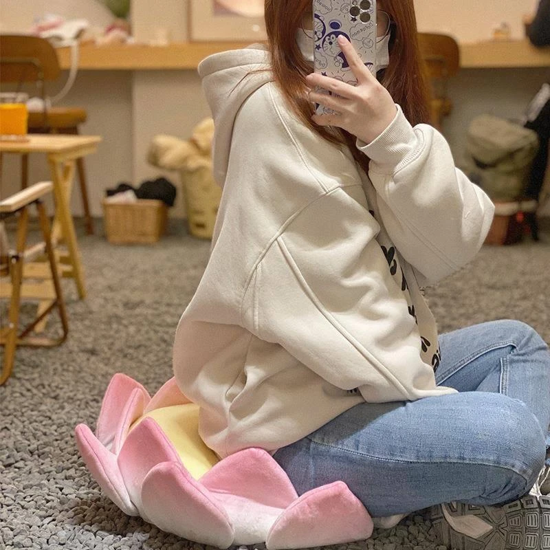 创意莲花宝座坐垫好运莲莲打坐屁股垫沙发坐垫蒲团柔软毛绒趴枕居