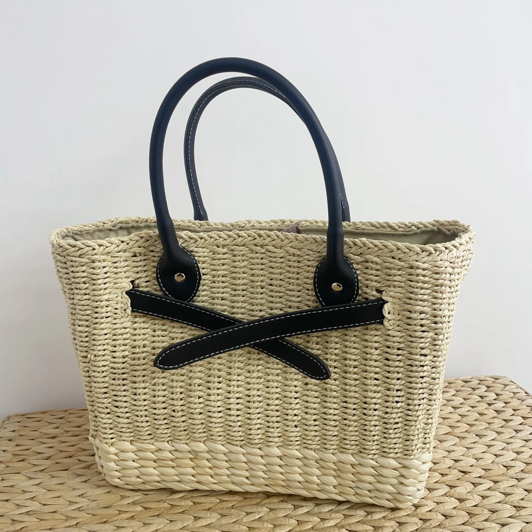 仓3 束口编织皮带装饰手提包女包