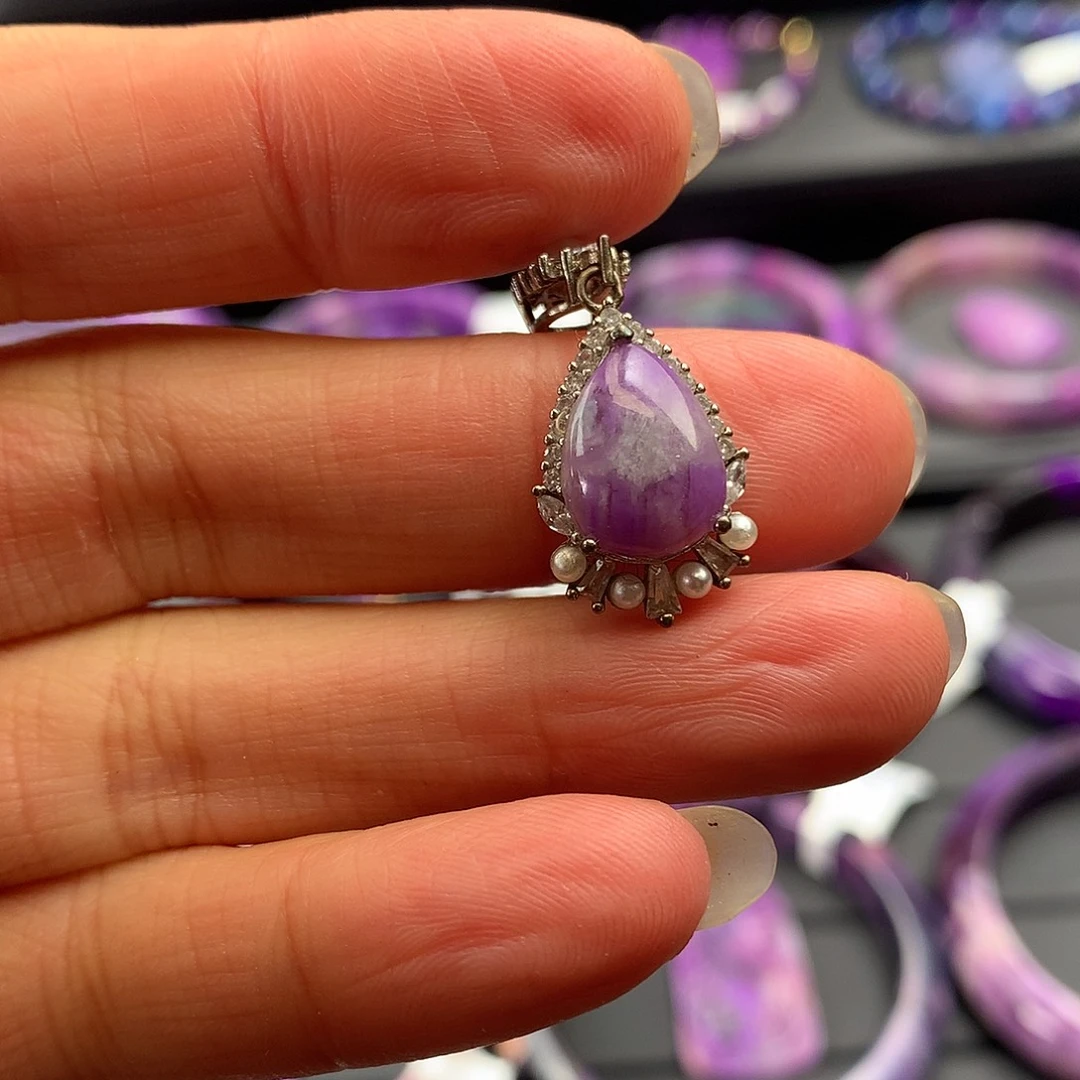 苏纪石（舒俱来）银S925镶嵌吊坠