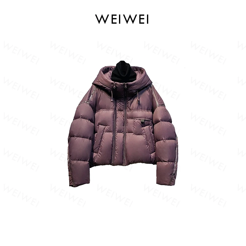 “魔方鸭绒服”衔缝短款外套L831