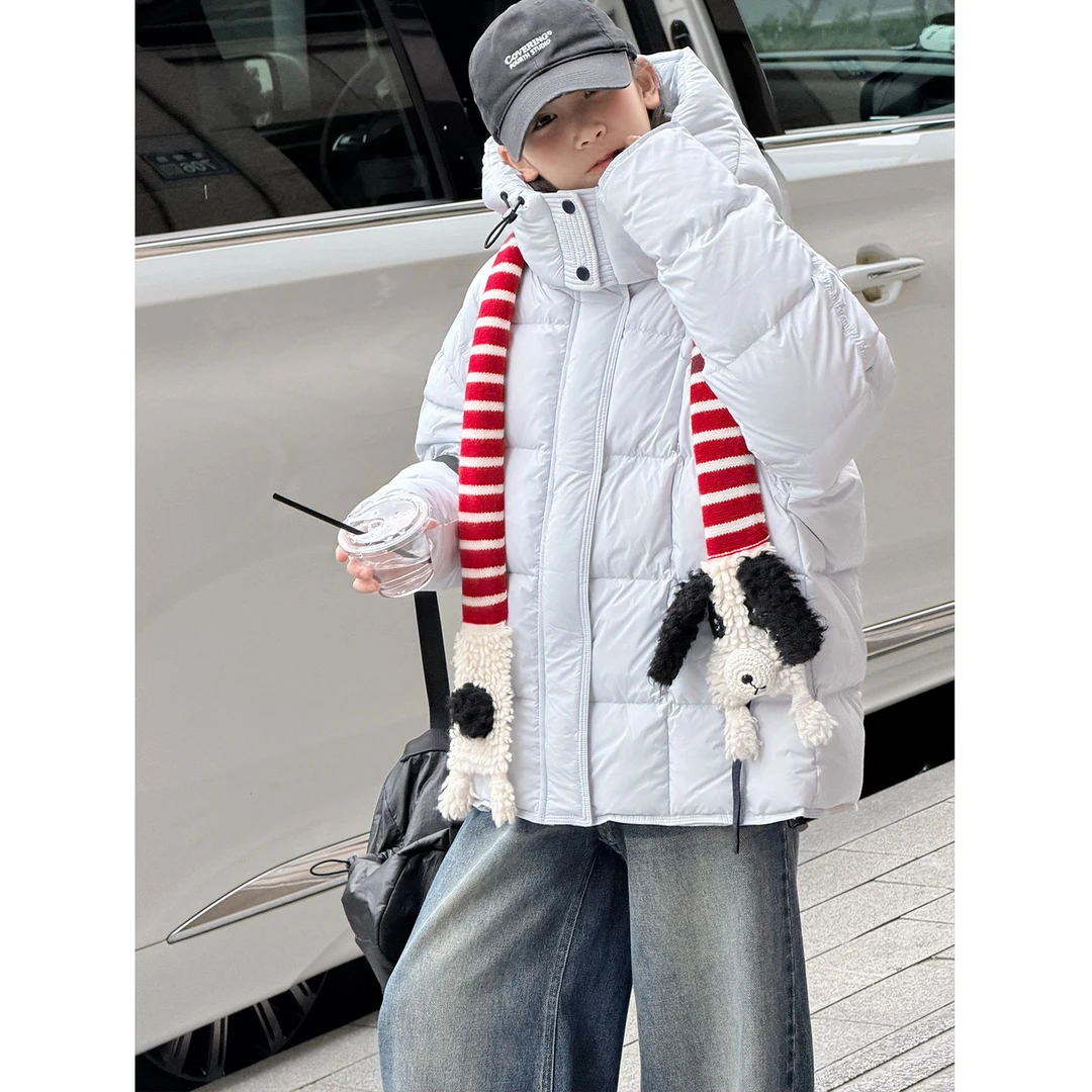 K30309高端90白鸭绒云朵泡芙女童冬装羽绒服2025新款儿童连帽外套