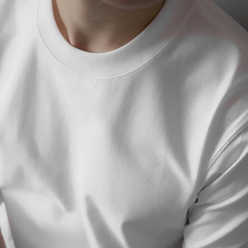 【棉中贵族】100云朵棉男士休闲半袖净版百搭圆领T恤打底纯色男装