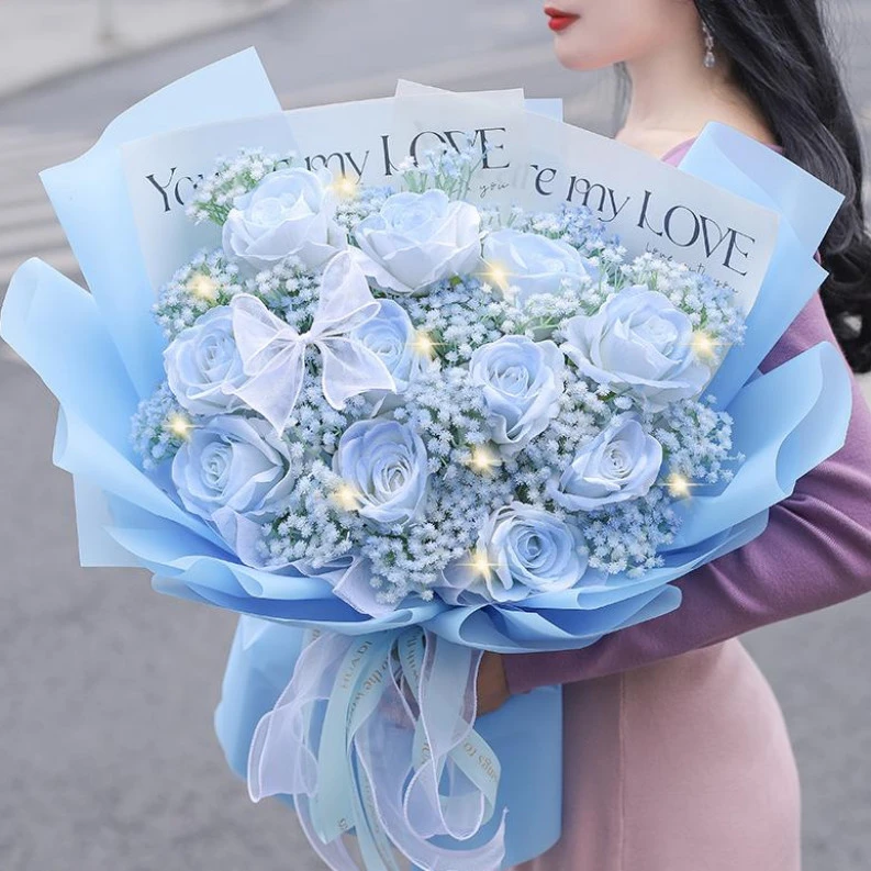 【送她星辰大海】11朵碎冰蓝玫瑰花束生日心仪礼物同城鲜花店免配送