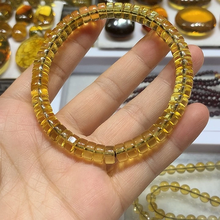 手串琥珀未镶嵌金兰药片珠手串