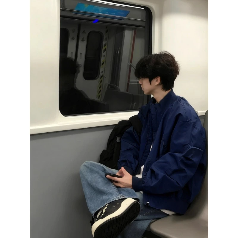 棕咖色短款飞行员夹克男款秋季美式高级感立领棒球服潮牌休闲外套