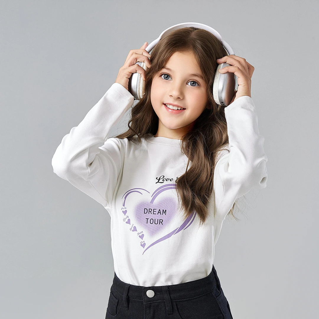 笛莎童装女童T恤2025春季新款中大童时尚长袖圆领T恤-7M2510602