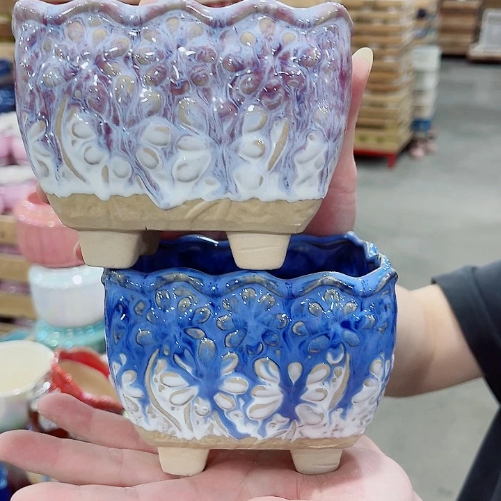 有孔，凑10元包邮陶瓷花盆发货！