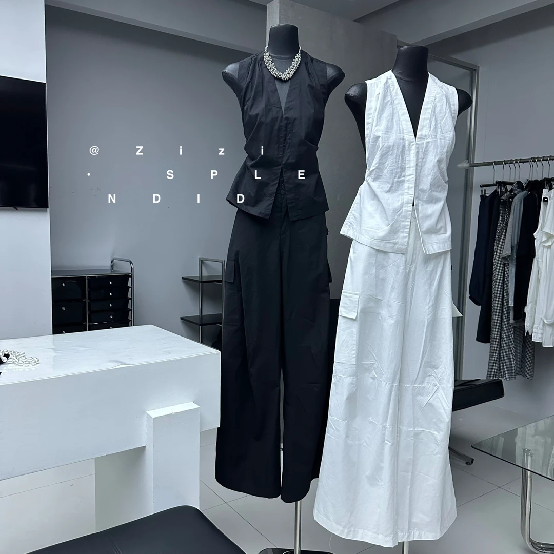 ZiZi 福秒（9Zi1711#)辣妹套装 露背挂脖上衣+工装裤套装9-68