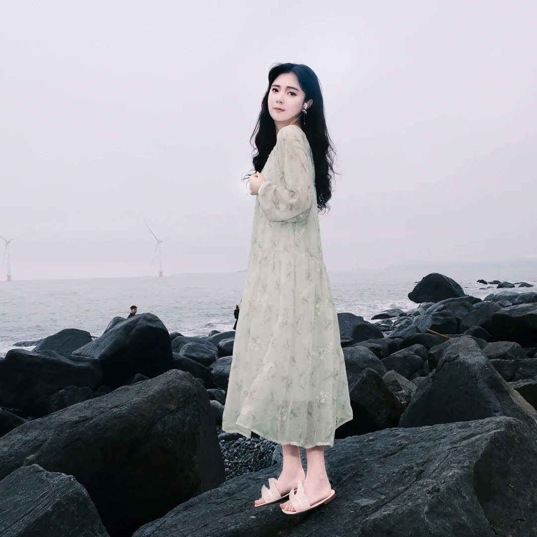 【Cc大码】春夏季新款小清新宽松显瘦仙女裙中长款刺绣连衣裙