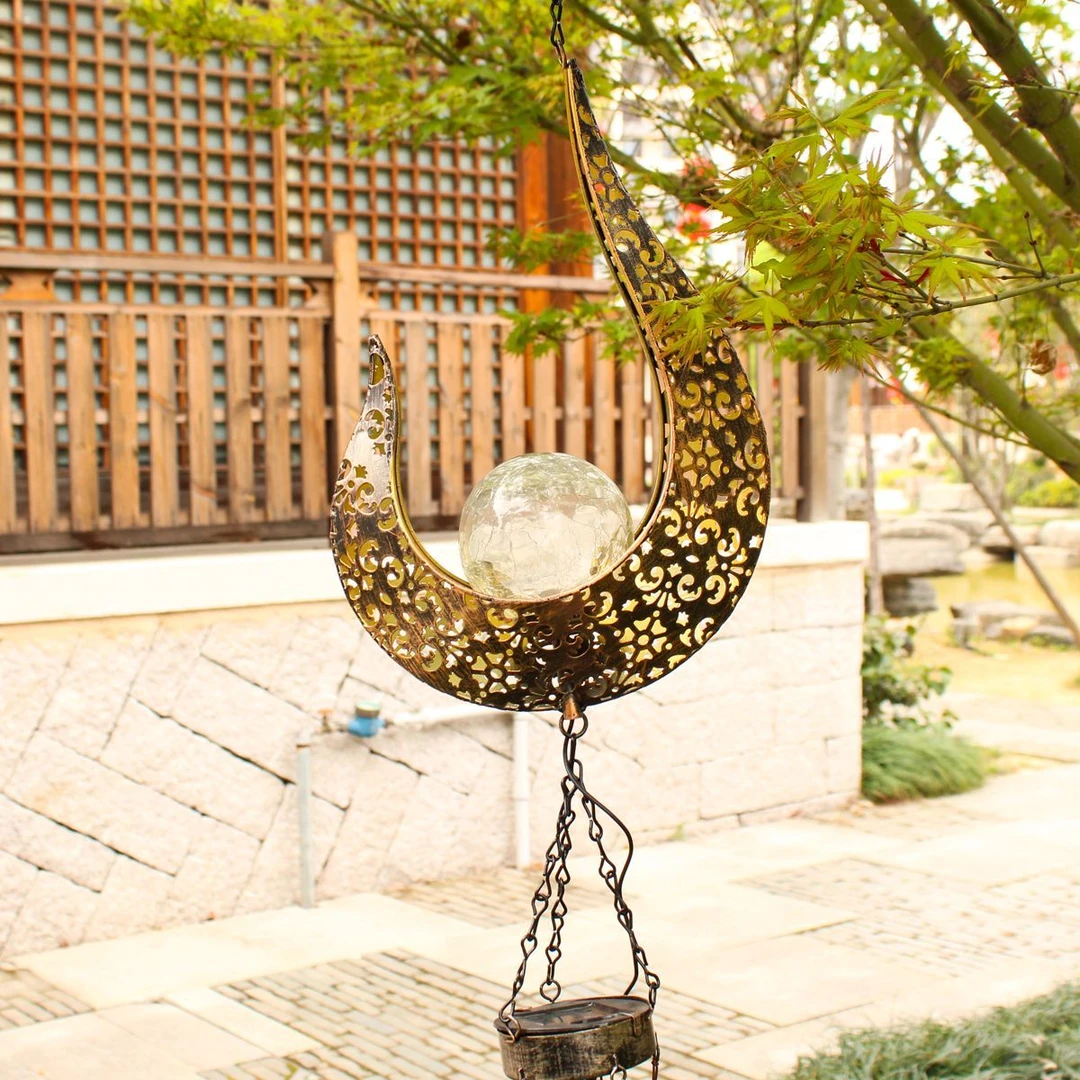 户外风铃月亮别墅家用庭院灯花仙子景观铁艺装饰氛围花园太阳能灯
