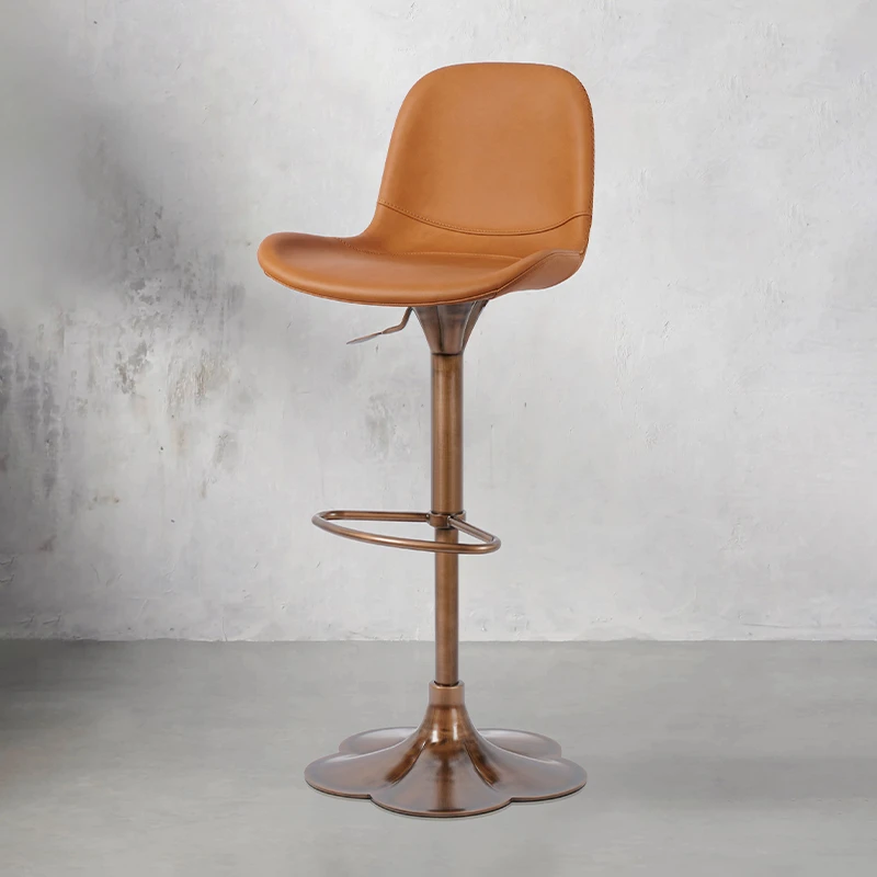 和顿新款意大利进口牛皮升降吧台椅家用高脚凳酒吧岛台椅7587