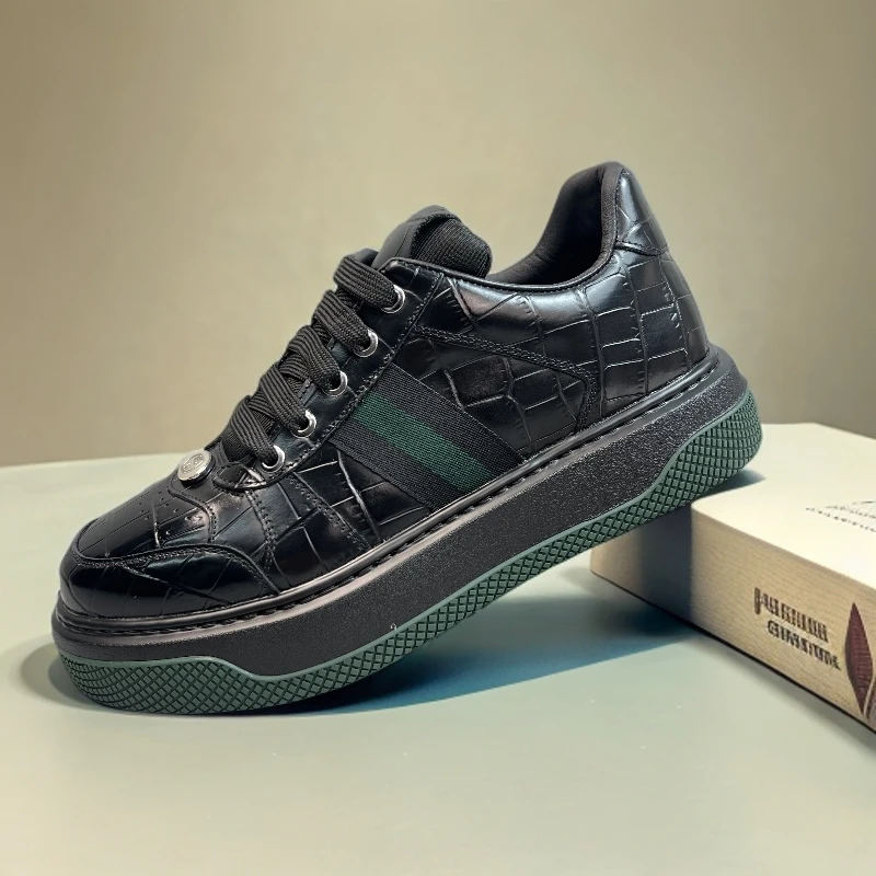ZULNB鳄鱼皮小脏鞋拼接男士潮酷新款休闲鞋设计男鞋7天内发货2159