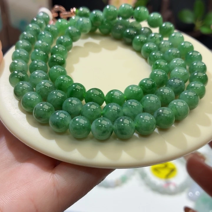 翡翠未镶嵌手链冰胶绿飘卡8.2