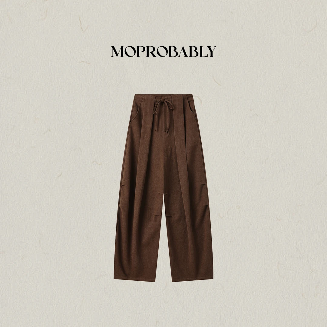 Moprobably李予诺「褶理」通勤风设计感褶皱西装休闲裤L5463036