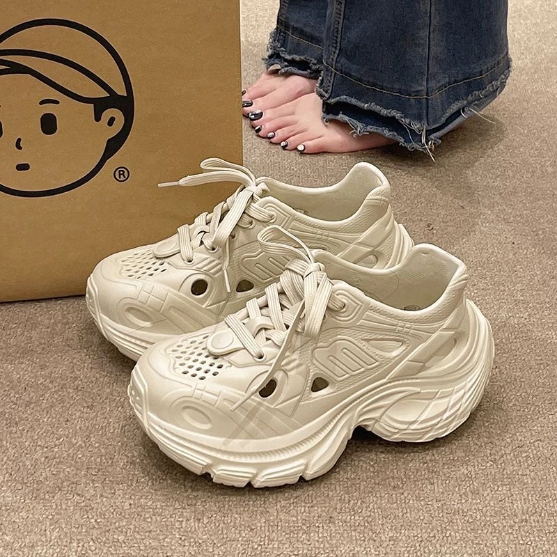 时尚潮流老爹鞋女厚底增高夏季轻便透气沙滩洞洞鞋凉鞋女外穿ins