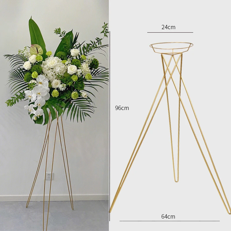 金属花架金色铁艺三脚架花店铁架子鲜花店开业花篮烤漆三角架