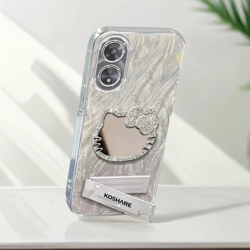 自带镜头膜OPPOA1活力版5G手机壳镶钻kt猫镜子PHJ110全包A1x保护