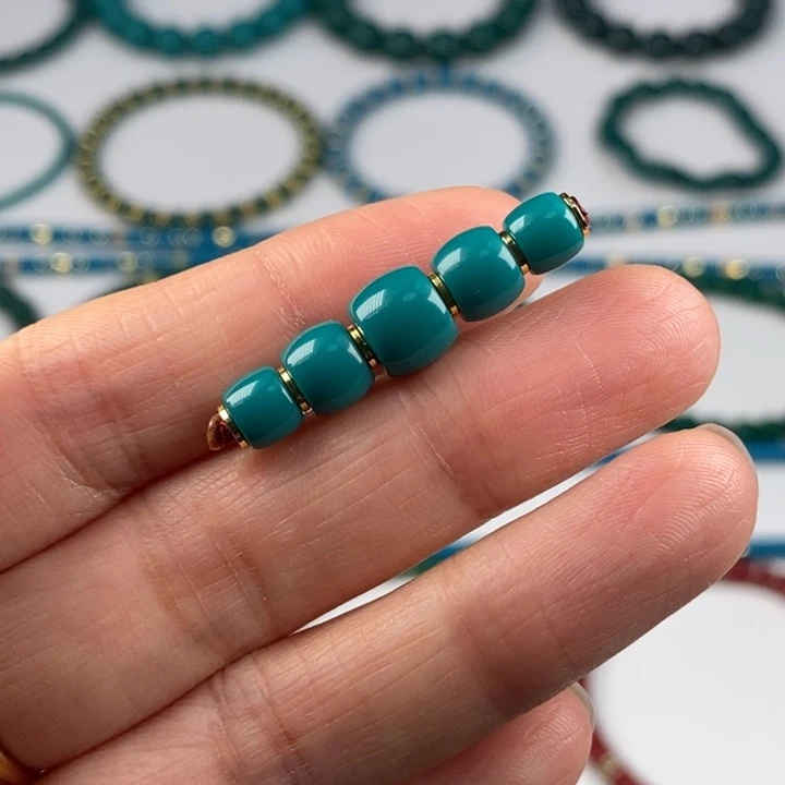 老***虎玻璃颈饰蓝绿色套装小