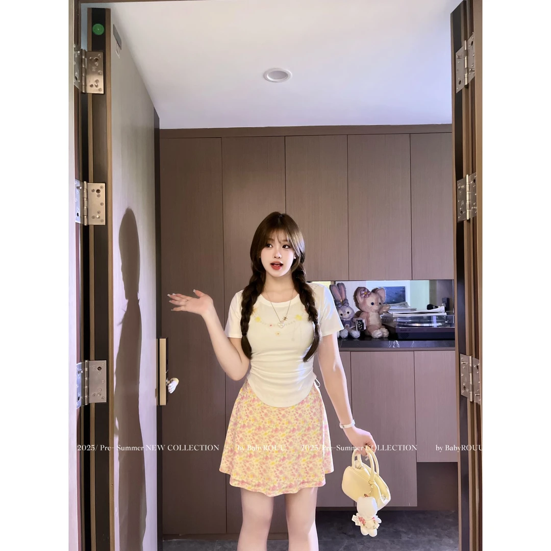 【明媚向日葵】温与柔夏季小众洋气百搭搭的法式碎花度假半身裙