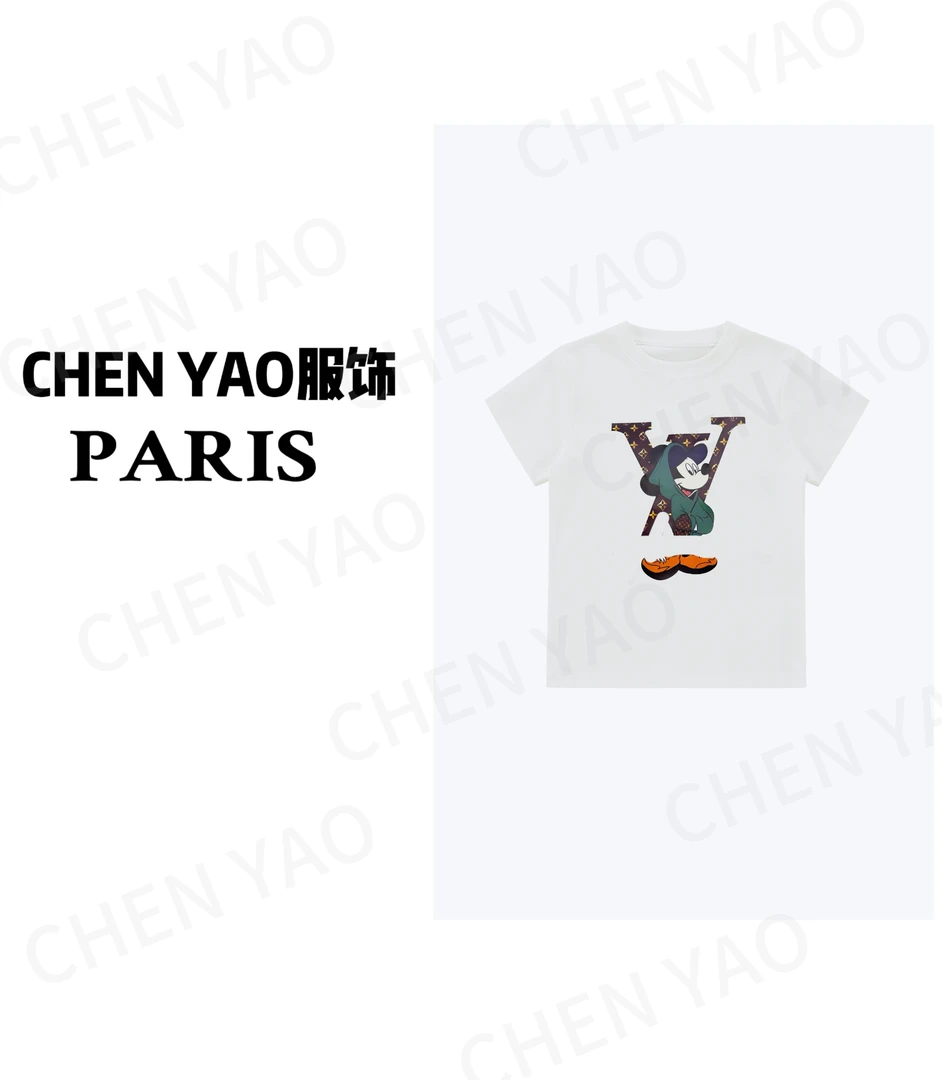 【023米奇】轻奢时尚百搭 重工3D立体毛巾刺绣夏季设计感短袖