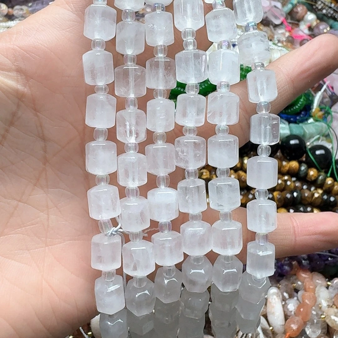 玛瑙/玉髓合金珠宝半成品一条8x9m白水晶