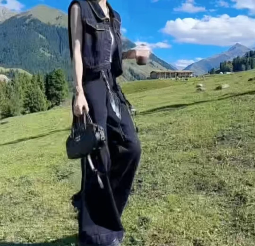 新款时尚气质百搭无袖马甲遮肉显瘦裤子套装女装