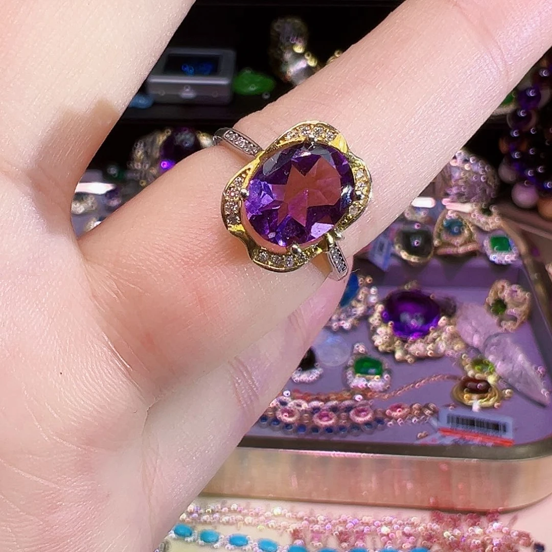 紫水晶银S925镶嵌水晶