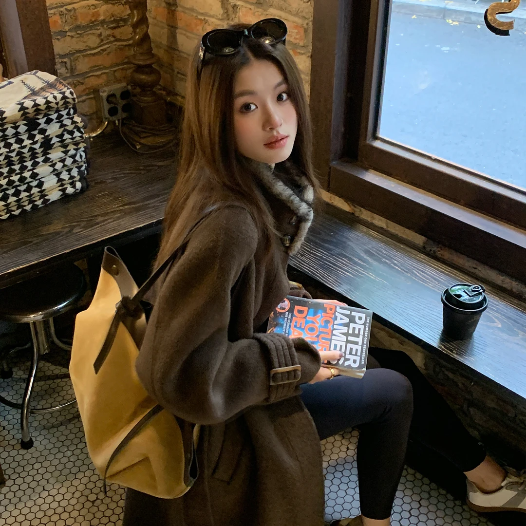 【摩登序诗】RARE ZZ高奢进口澳洲美利奴挺括翻领毛呢大衣