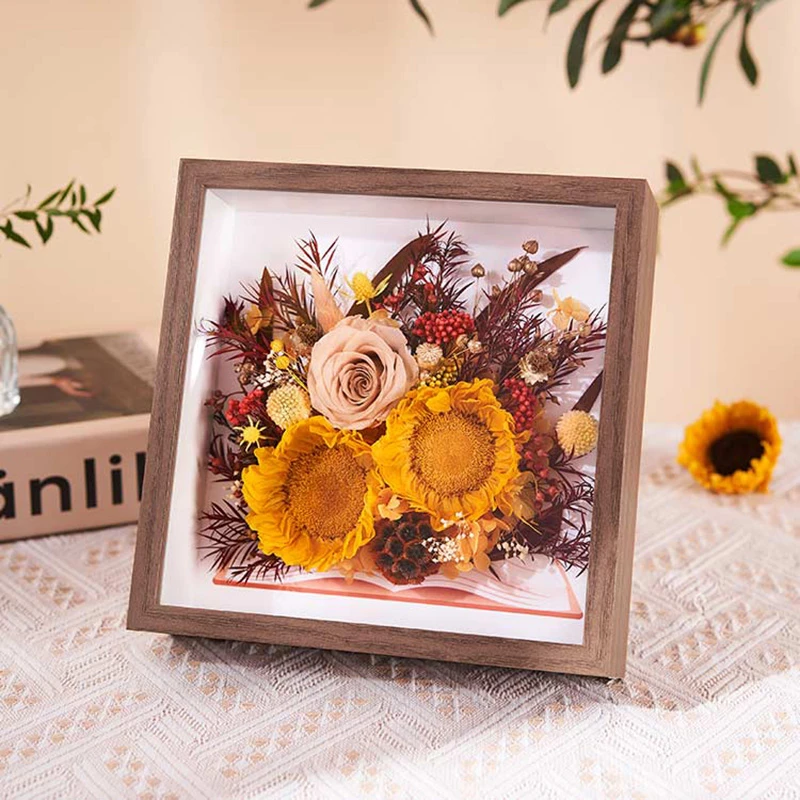 永生花玫瑰花相框画框向日葵真花束摆件谢师礼毕业干花送老师礼物