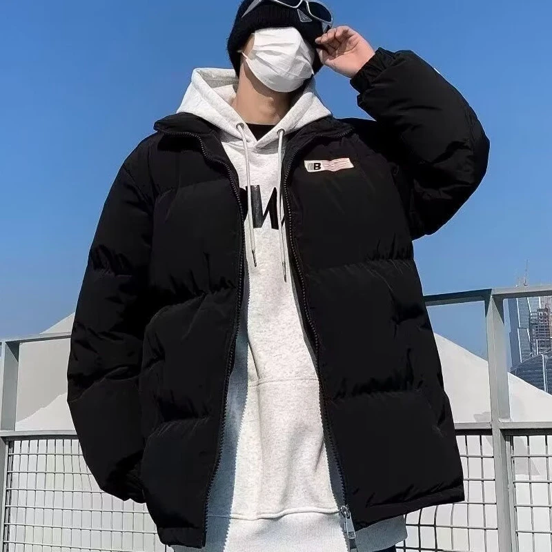 跨境冬季新款美式休闲棉服男生国潮宽松立领棉服面包服棉衣男装