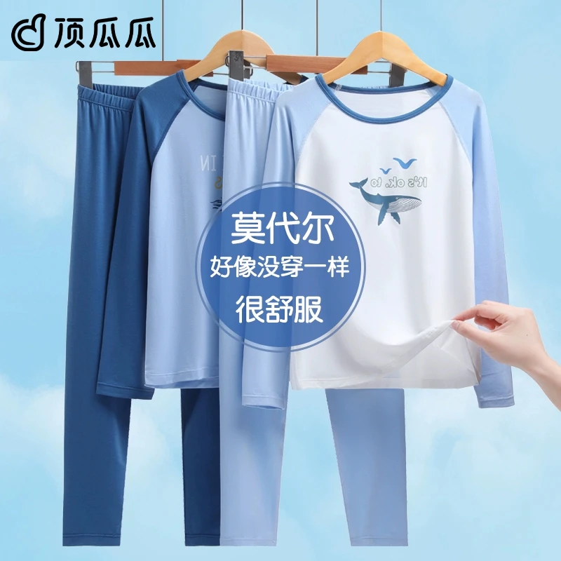 莫代尔儿童秋衣秋裤套装男童睡衣长袖家居服春秋男孩保暖内衣新款