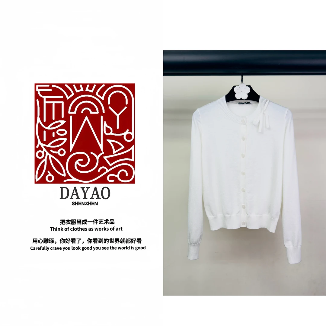 「DAYAO」新款时尚百搭蝴蝶结长袖毛针织衫轻奢高端女装WYA24817
