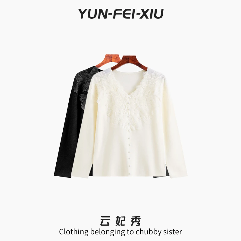 云妃秀大码女装T恤时尚休闲胖妹妹显瘦宽松百搭V领上衣秋季23297