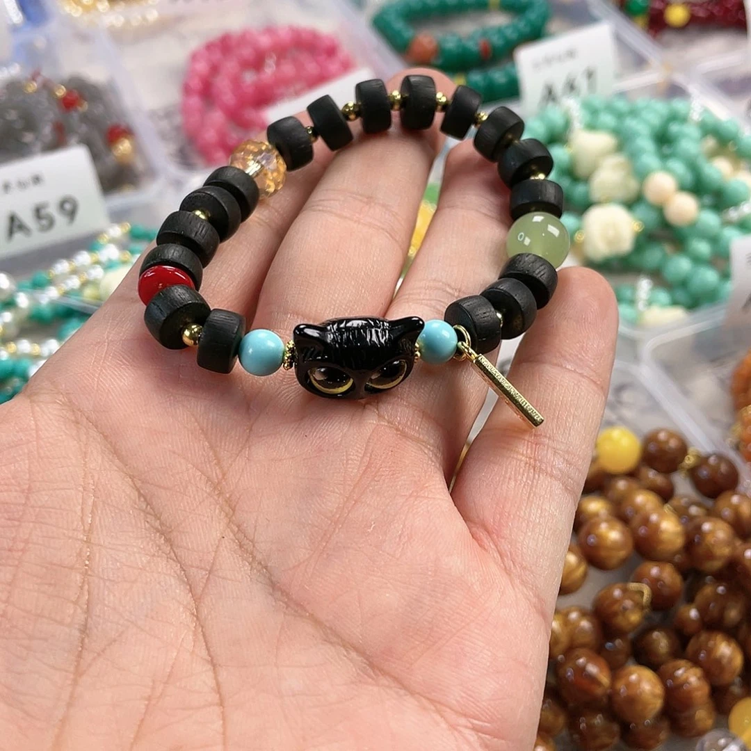 檀香木手串银S925镀金镶嵌