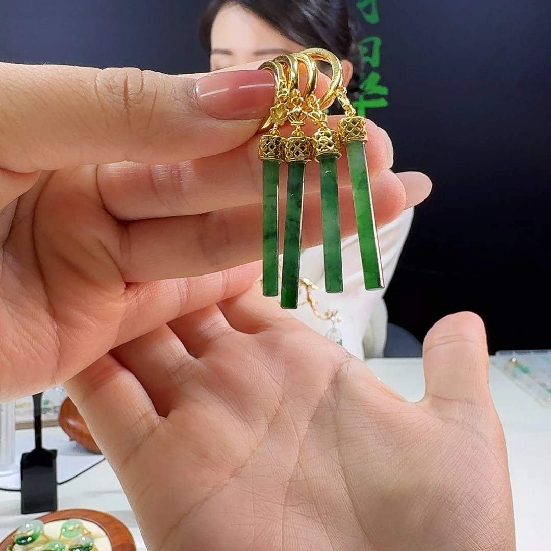 翡翠银S925镶嵌耳饰多样性发货发其一发一对925镶嵌