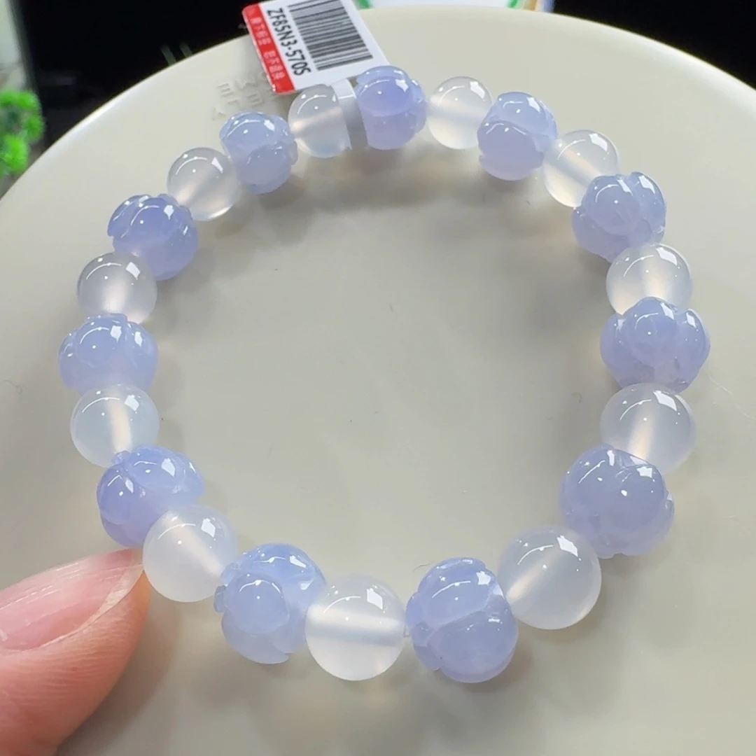 翡翠未镶嵌手链冰种紫莲花单圈9.7mm