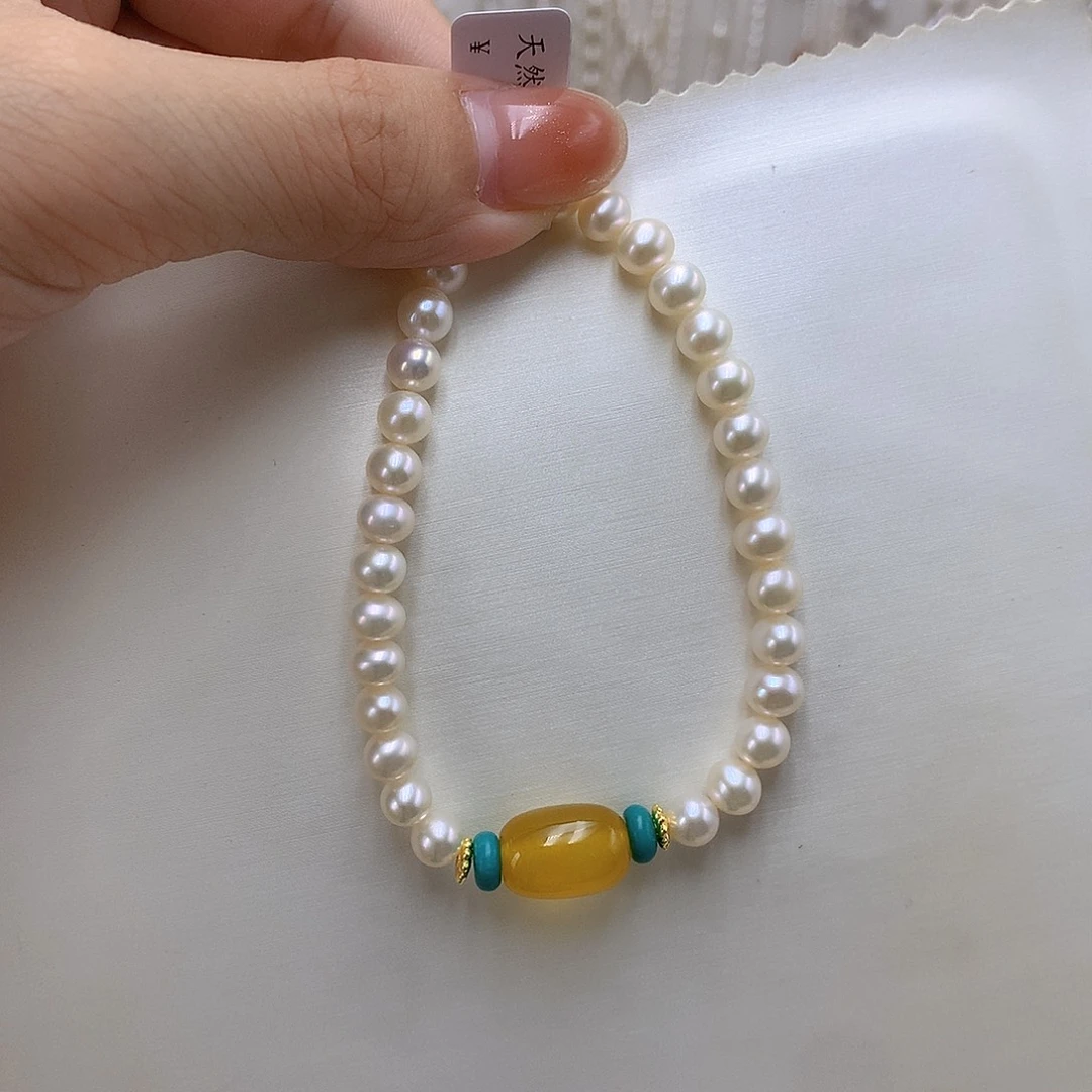 银S925镶嵌手链淡水珍珠
