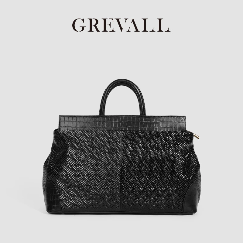 绿谷时尚手提斜挎女包6065黑色菱纹亮皮