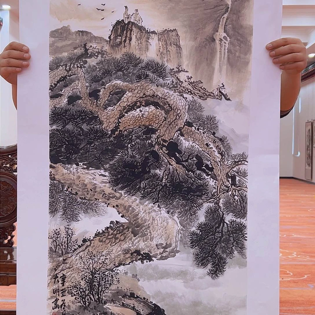 国画朱大明原作溯源带证件合影视频