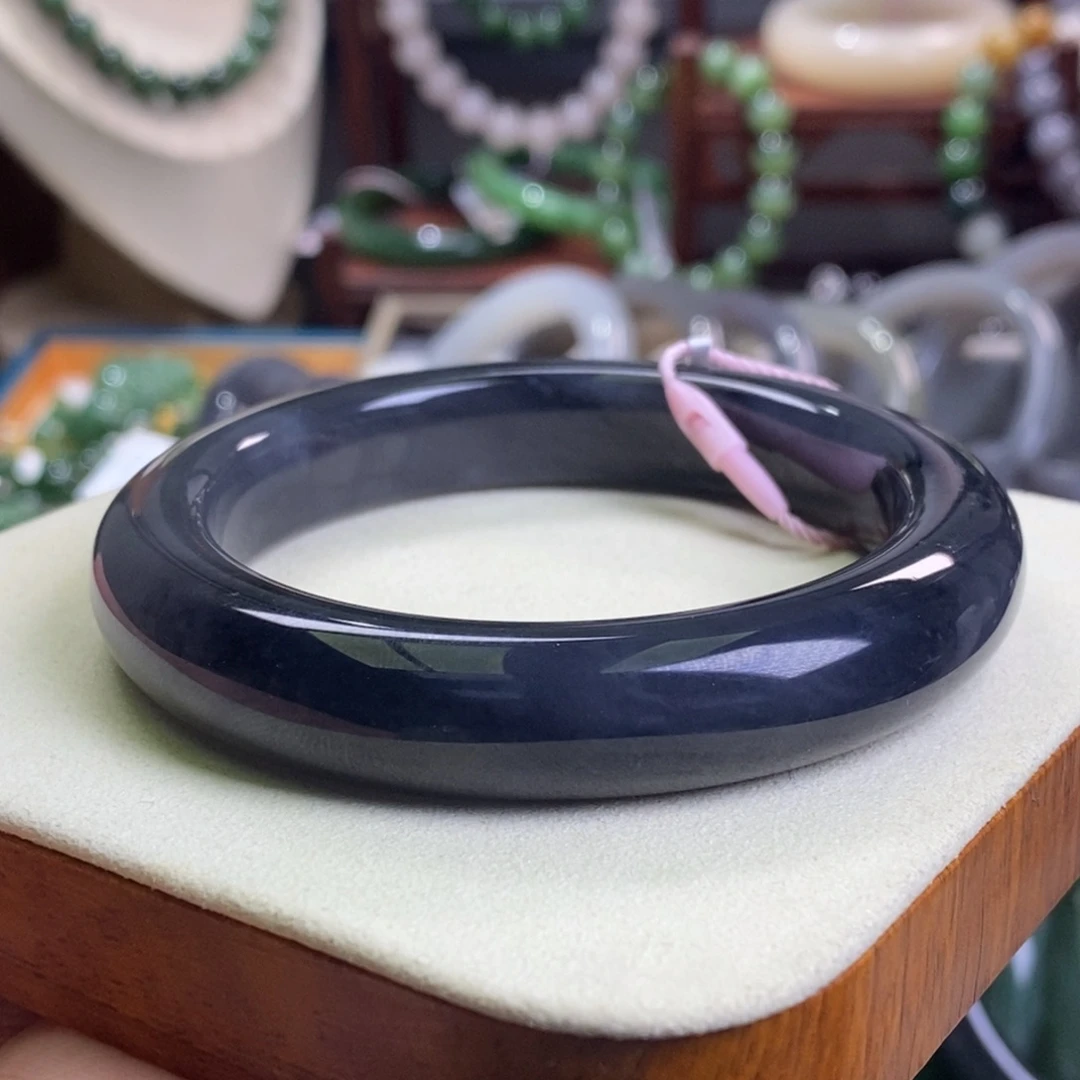 和田玉精品浓烟帝王紫手镯57.5未镶嵌