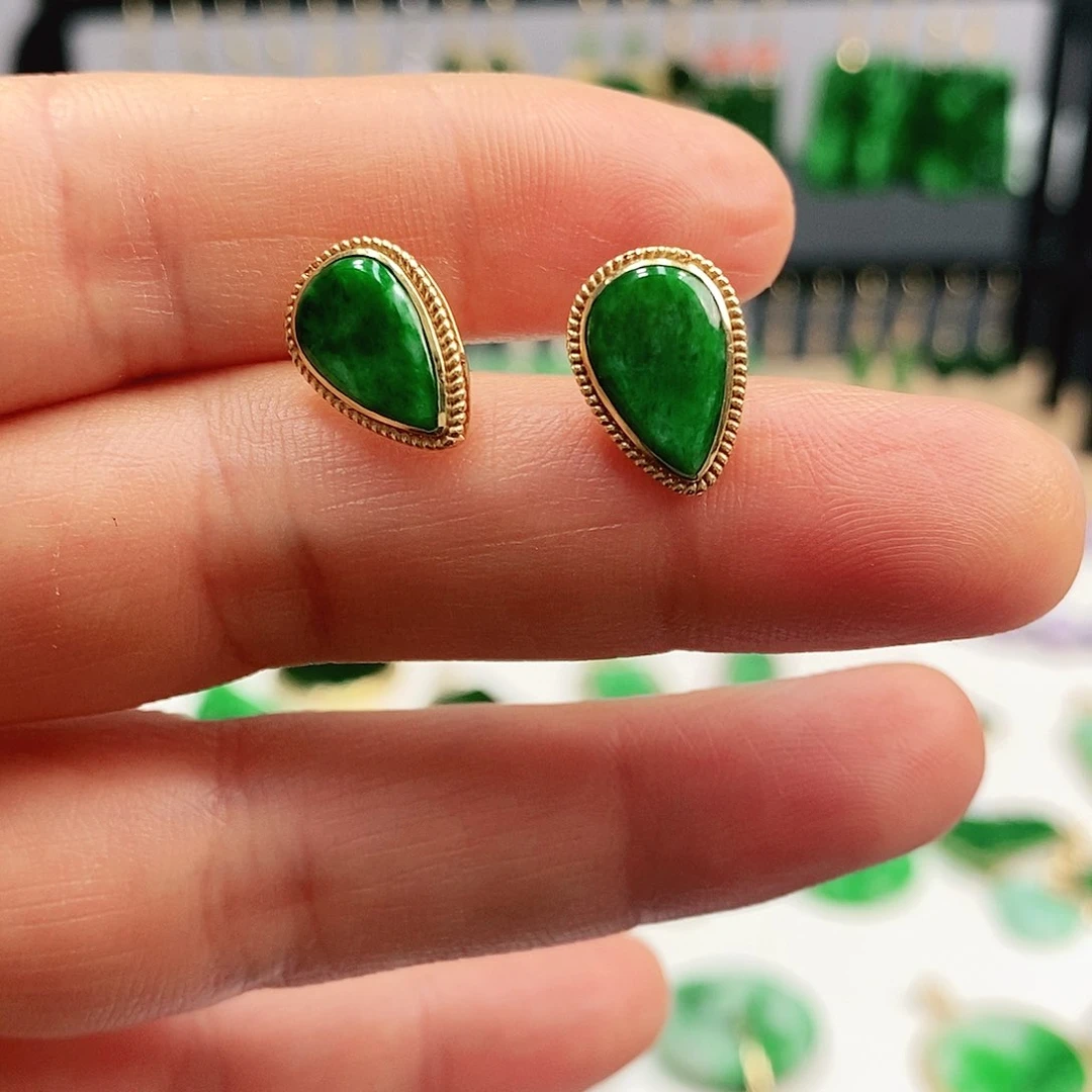 翡翠耳饰18K金镶嵌耳饰