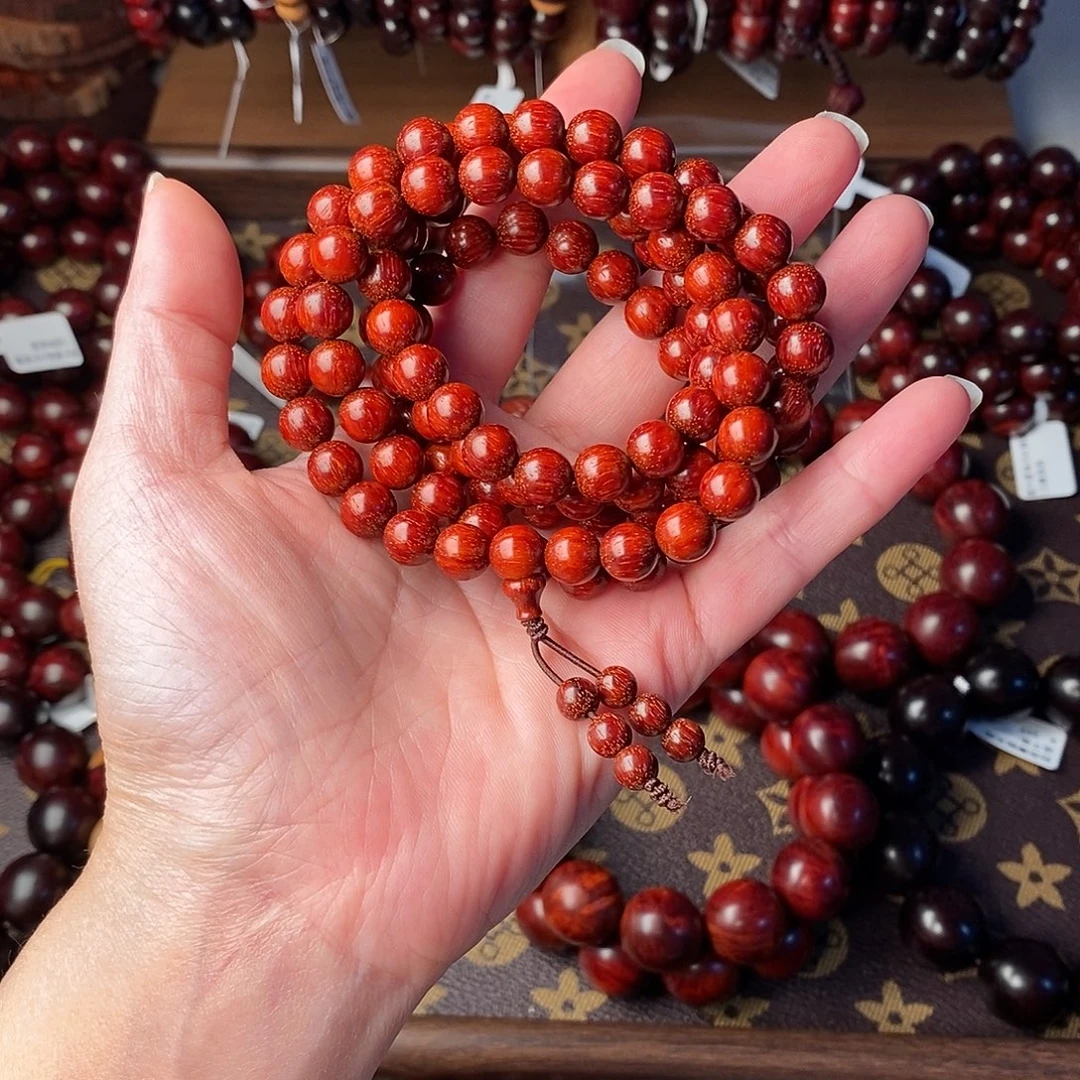 小叶紫檀手串/手链原汁原味小叶紫檀0.8/108颗高油密