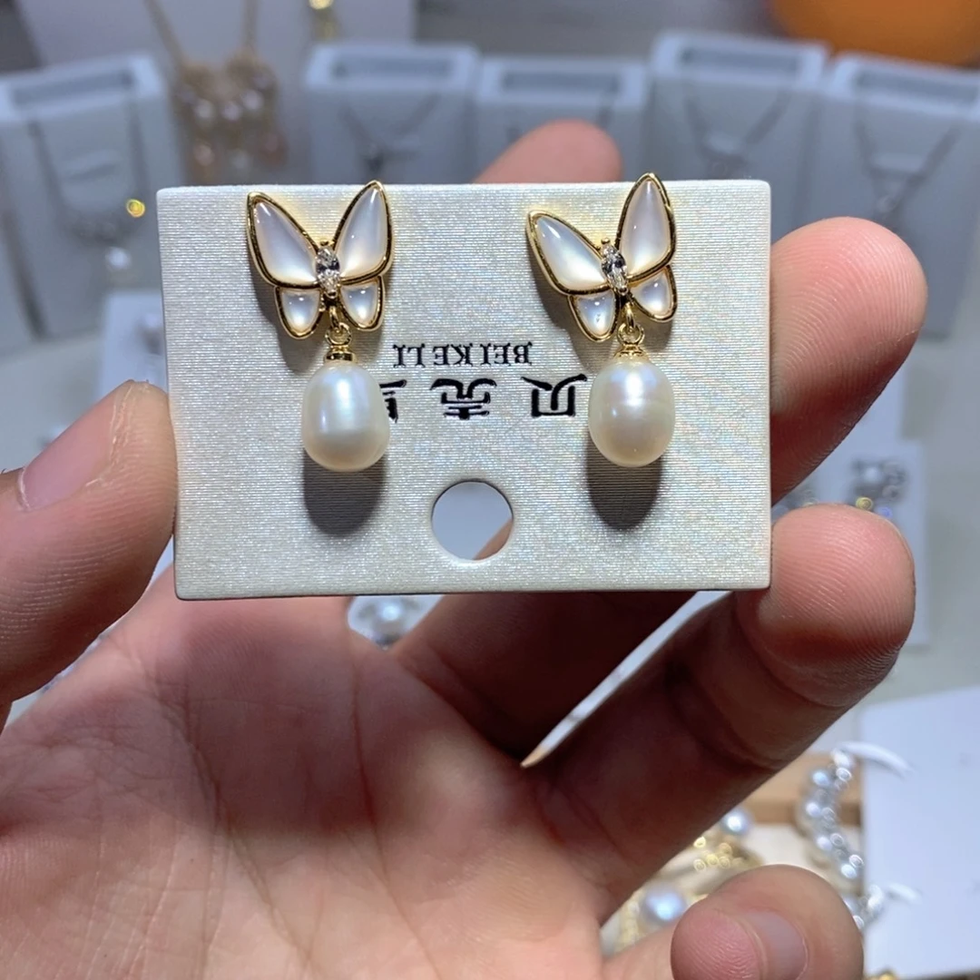 淡水珍珠耳饰银S925镶嵌