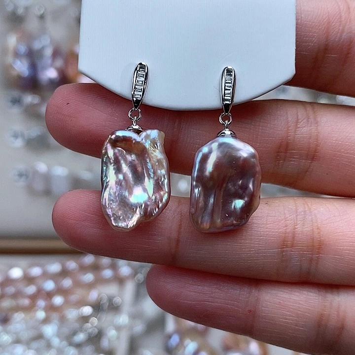 淡水珍珠耳饰银S925镶嵌