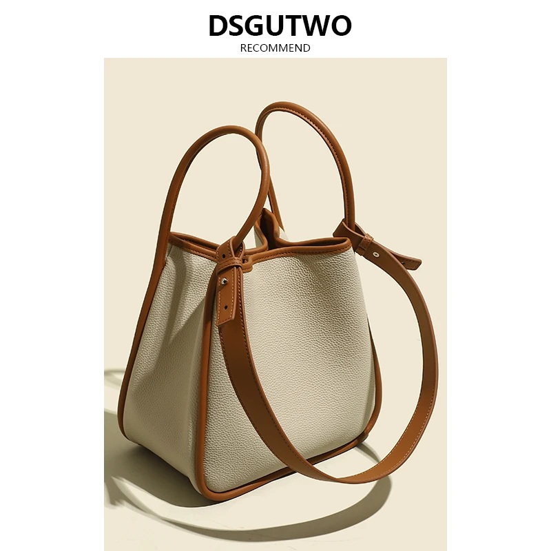 DSGUTWO 水桶包女2025新款高级感小众手提真皮大容量上班通勤包