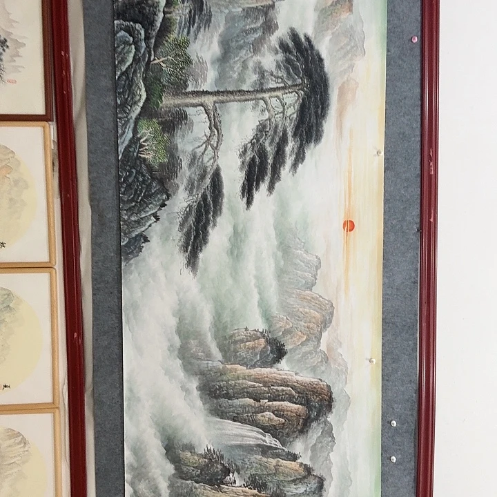 国画手绘国画迎客松