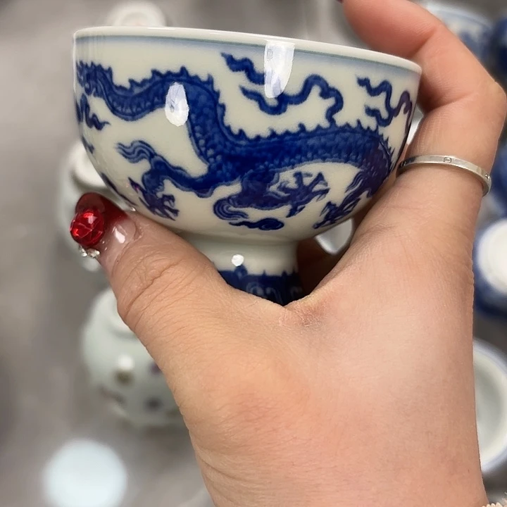 摆件陶龙凤呈祥高脚杯