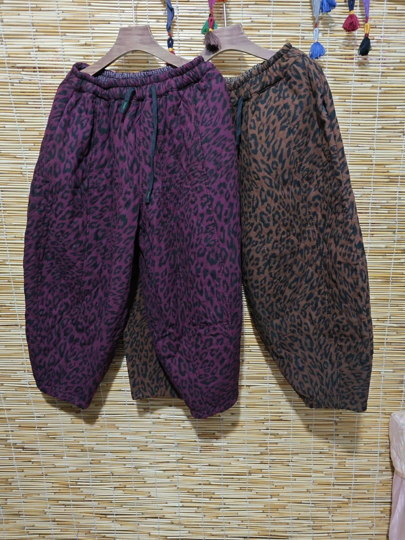 时尚豹纹哈伦裤宽松加绒加厚潮流休闲裤子