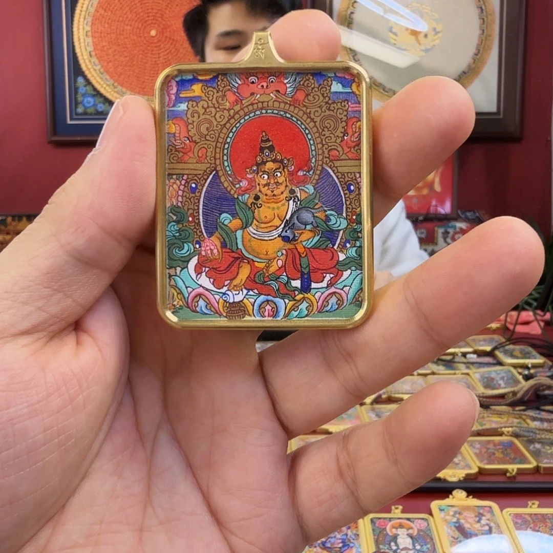 镇***车吊坠纯手绘黄老爷唐卡