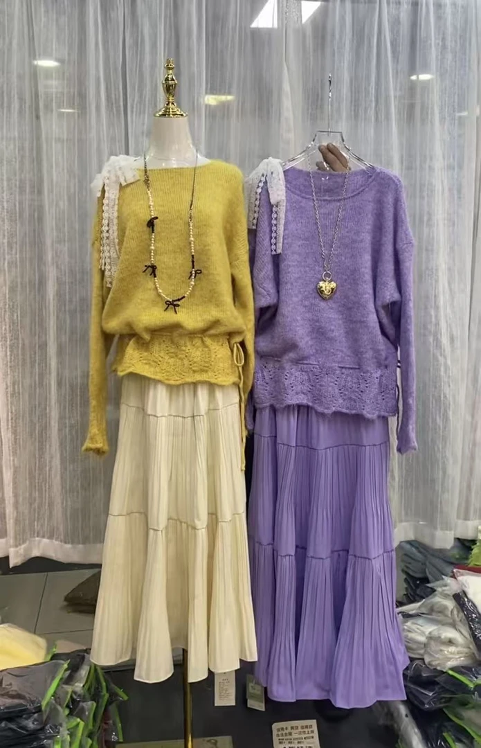 2025新款时尚设计韩系显瘦温柔风气质洋气胖mm系带上衣+半裙1032